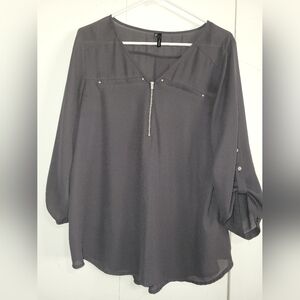 Maurices Women's Charcoal Gray Zip-Front Blouse